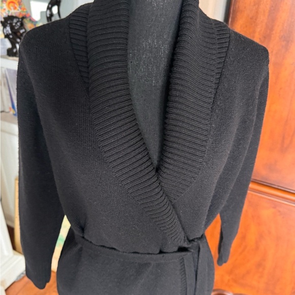 Ann Taylor Wool Black Open Collar Cardigan - Picture 3 of 10